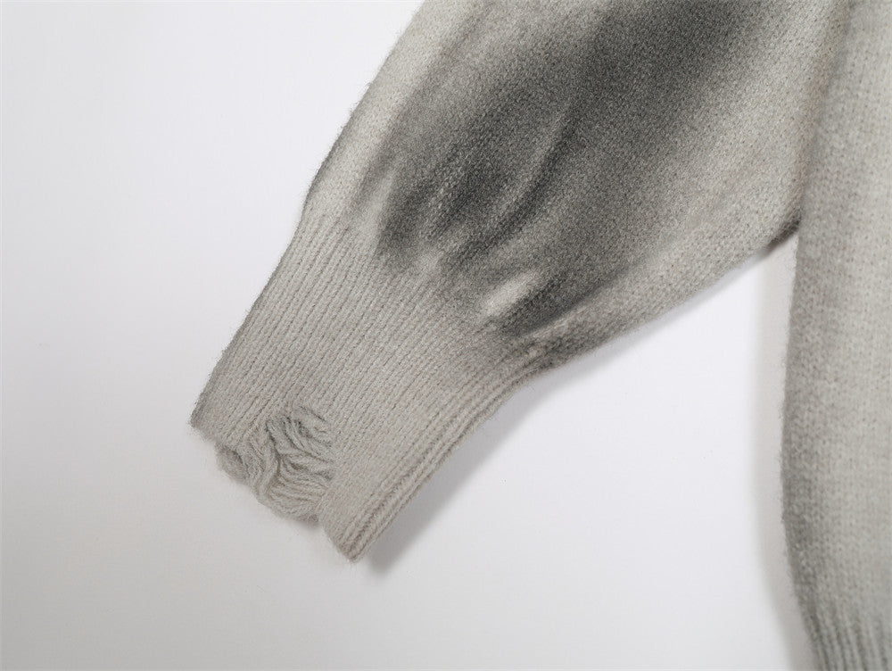 Tie-dyed Distressed Cardigan Sweater For Men