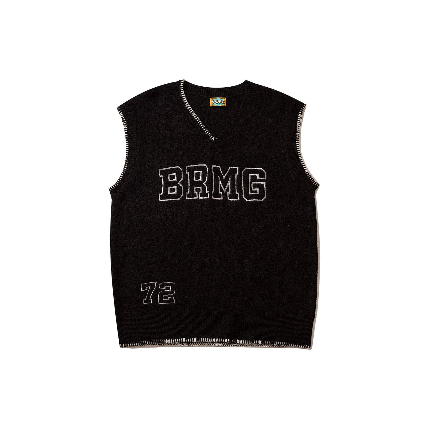Embroidered V-neck Loose Vest Sweater For Men