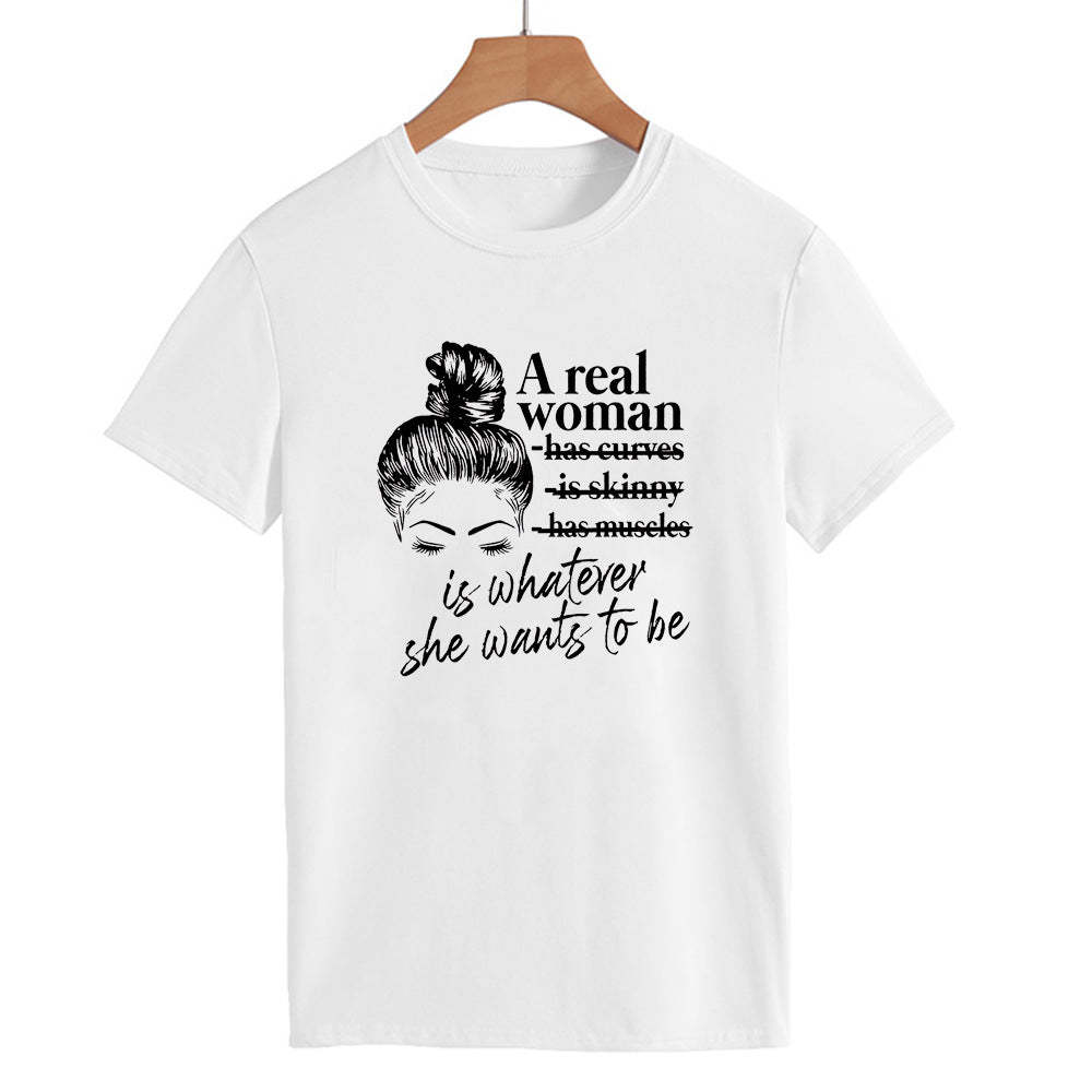 T-shirt med bogstavprint, rund hals og korte ærmer