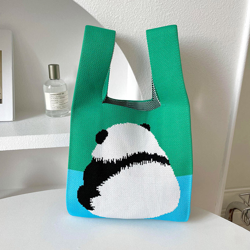 Vesttaske Strikket Sød Panda Skuldertaske