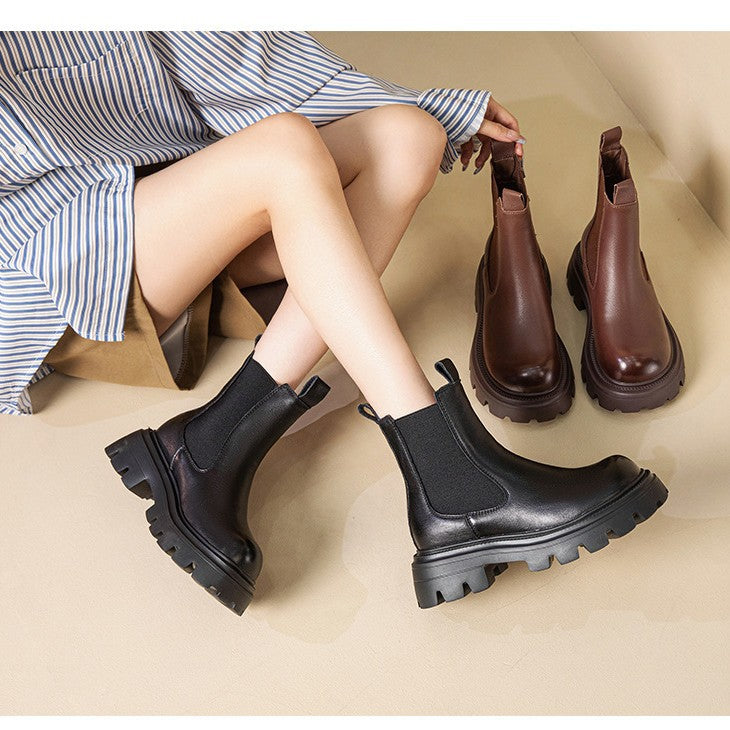 Women's Leather Thick-soled Leather Martin Boots