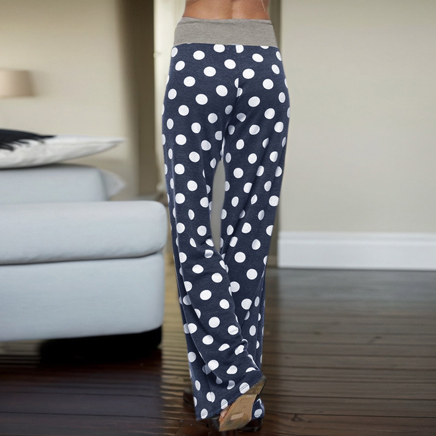 American-style Relaxed-fit Casual Pants With A Polka-dot Print