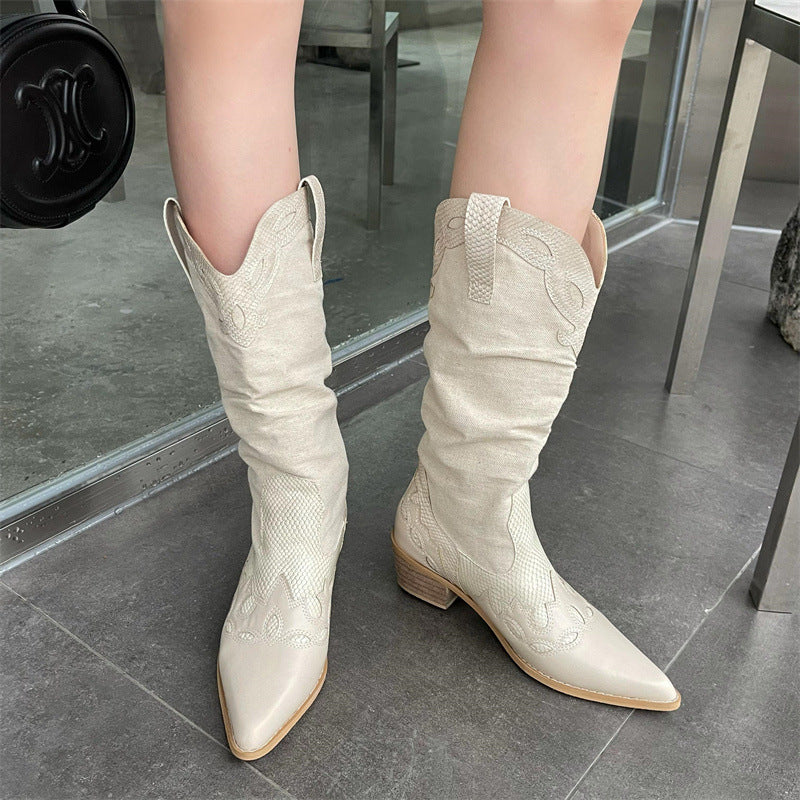 Mid Heel Retro Versatile Knight Fashion Boots