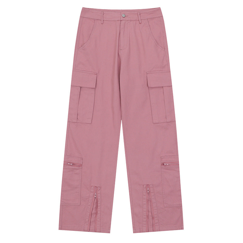 Women's Zipper Multi-pocket Wide-leg Overalls