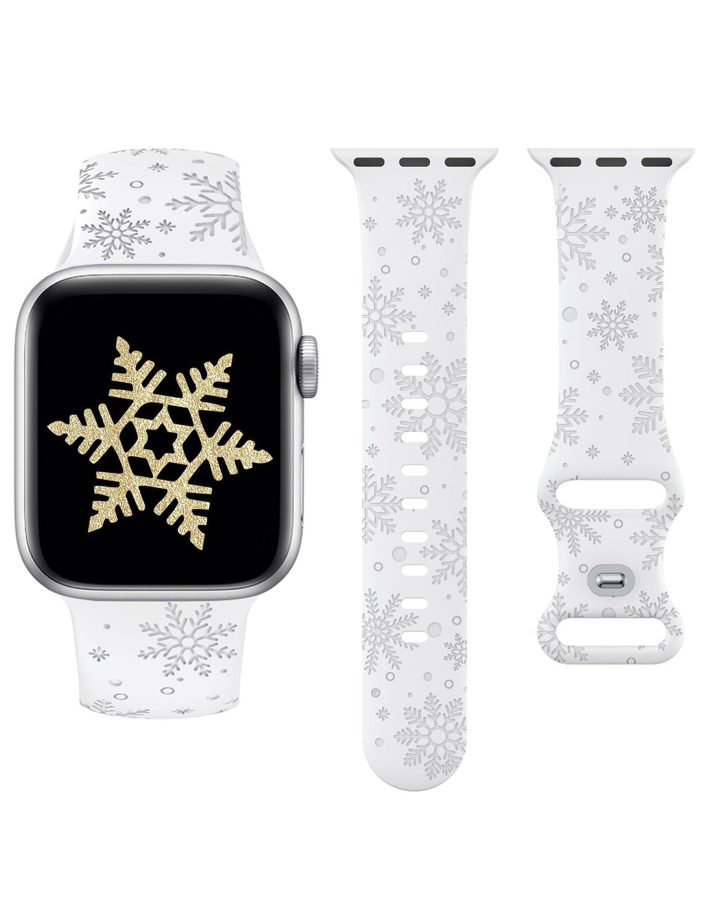 Versatile Christmas Snowflake Laser-engraved Textured Silicone Watch Strap