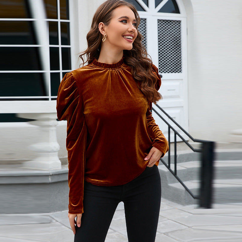 New AutumnWinter Solid-Color Velvet Pullover Knitwear