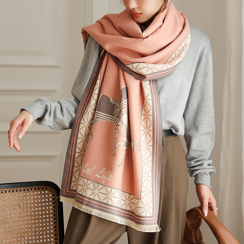Women's Dual-use Cashmere-like Thickened Double-sided Scarf