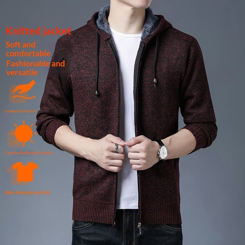 Spring And Autumn Cardigan Men's Korean Version Thickened Sweater