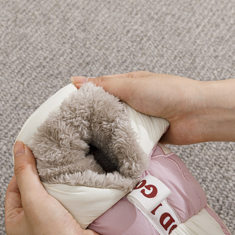Heel Wrapped Cotton Slippers Women's Plush Warm Thick Soles Are Anti-skid