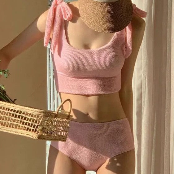 New Bikini Solid Color Ins Style Women's Bikini Split High-grade Swimsuit