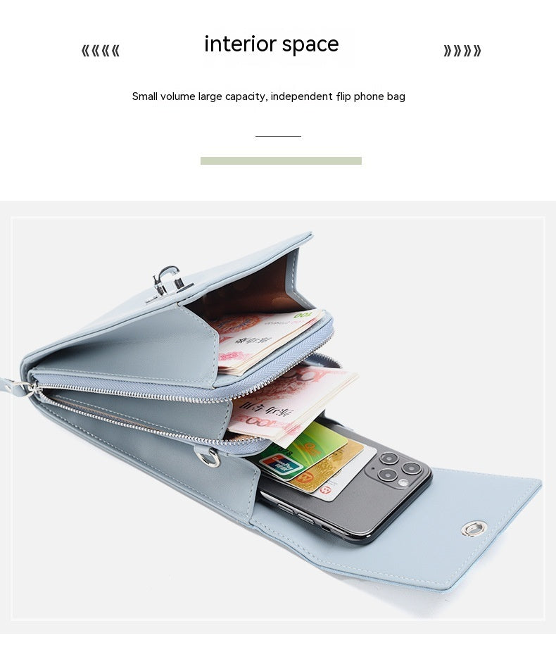 Solid Color Simple Mobile Phone Bag PU One-shoulder Crossbody