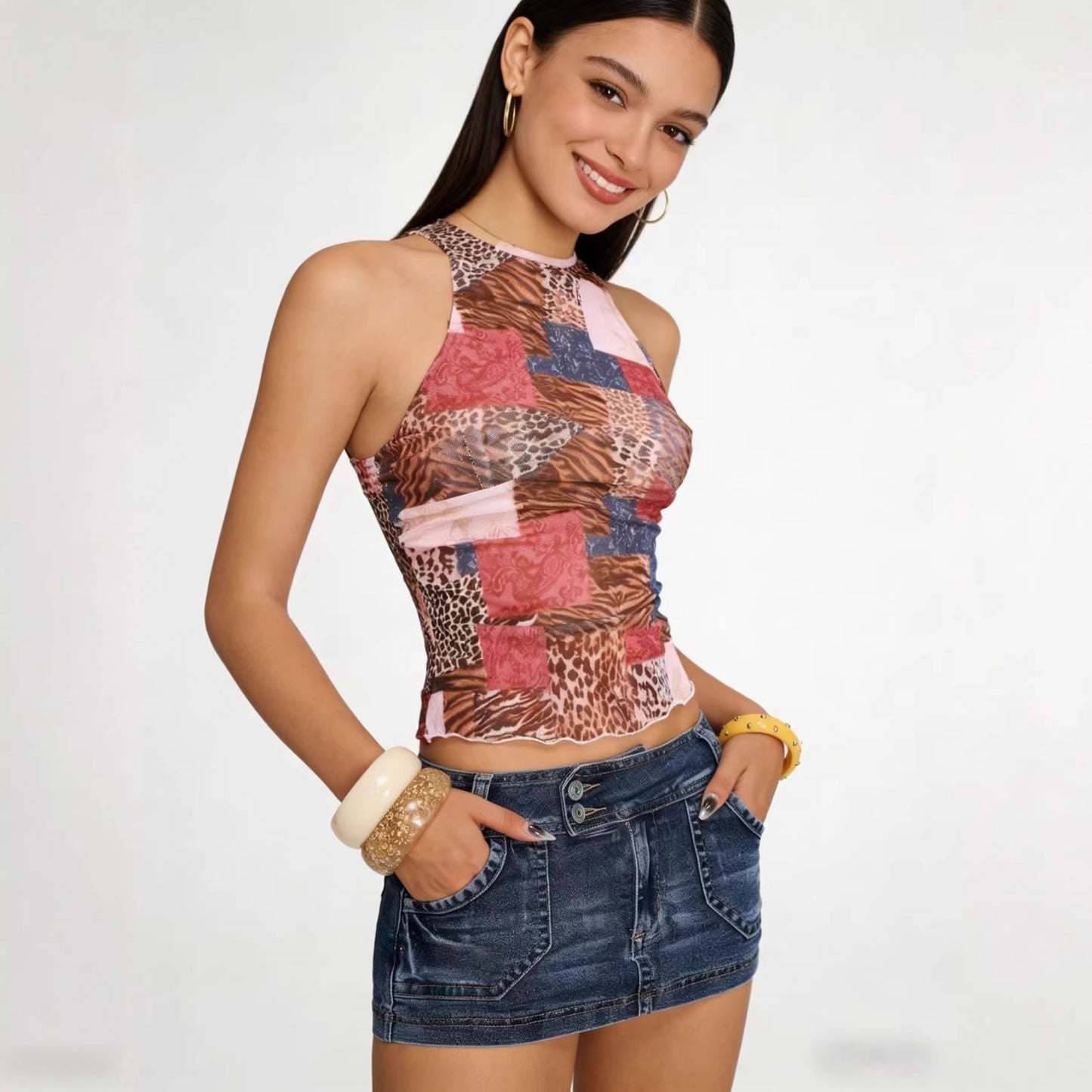 Retro Stretch Denim Skirt For Women
