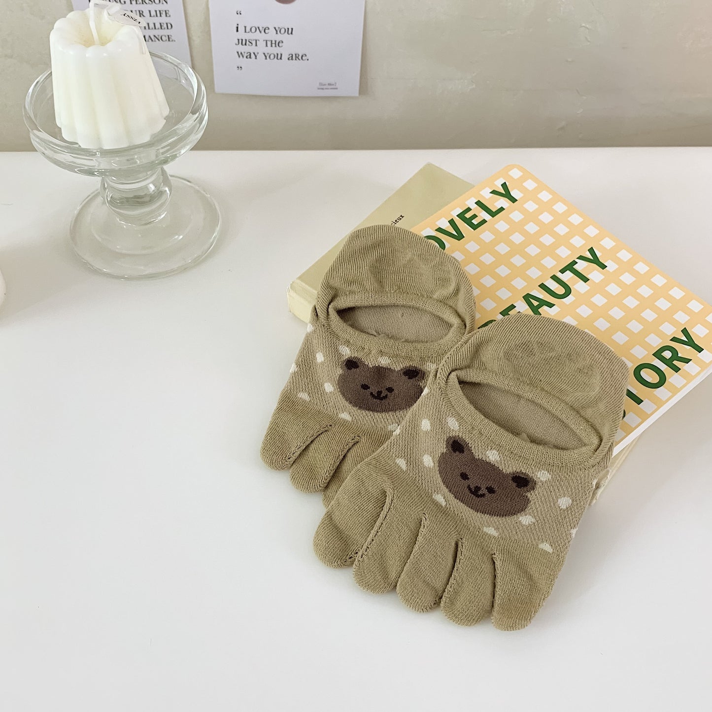 New Cute Cartoon Non-slip Breathable Five-toed Socks
