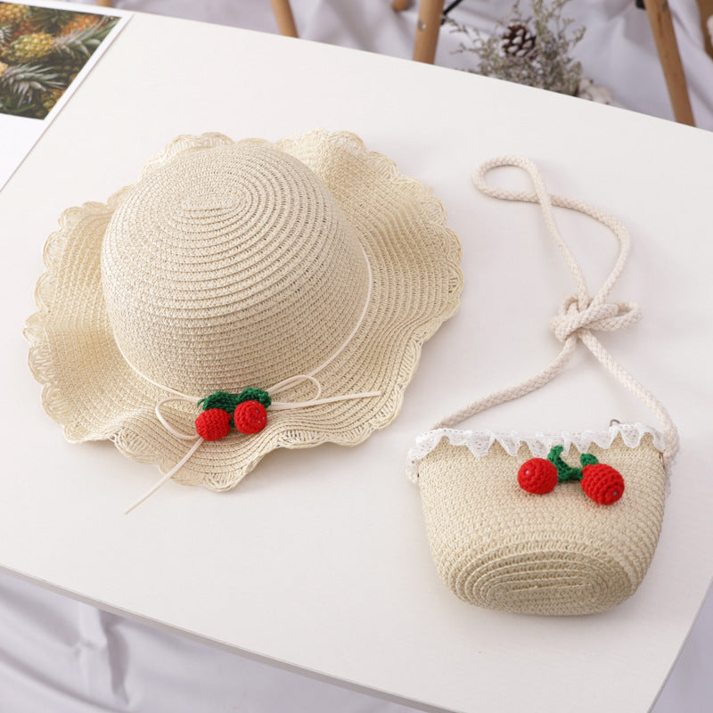 Children's Cute Beach Shade Straw Hat Bag