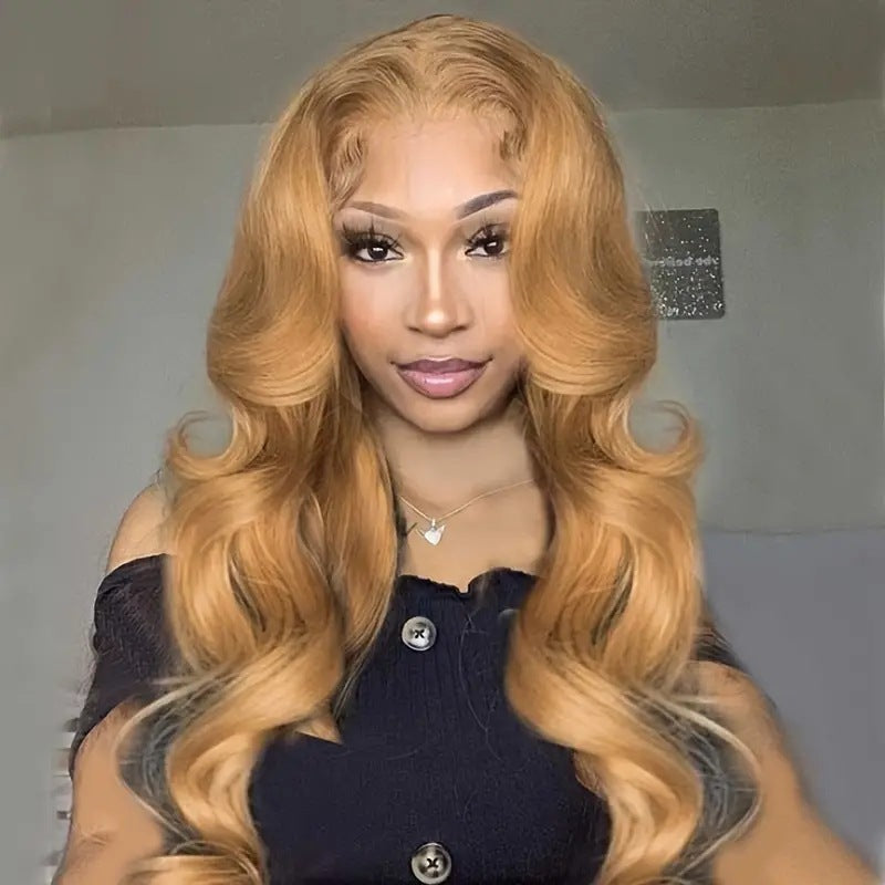 European And American Fashionable Golden Big Wave Wig