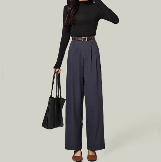 Small Women's Autumn Slim Drape Wide-leg Pants