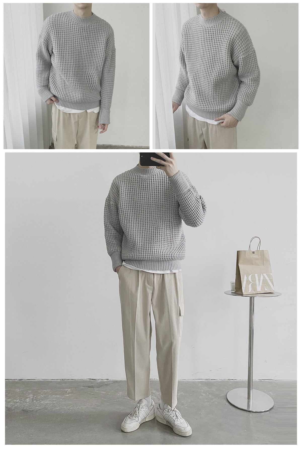 Korean Version Of Loose Pineapple Print Thick Pullover Sweater