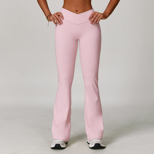 Weila Nude Feel Yoga Pants Cross High Waist Running Sports Pants