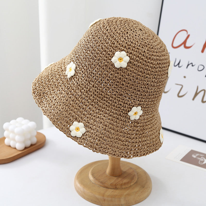 Sweet Cute Little Blue Flower Female Big Brim Seaside