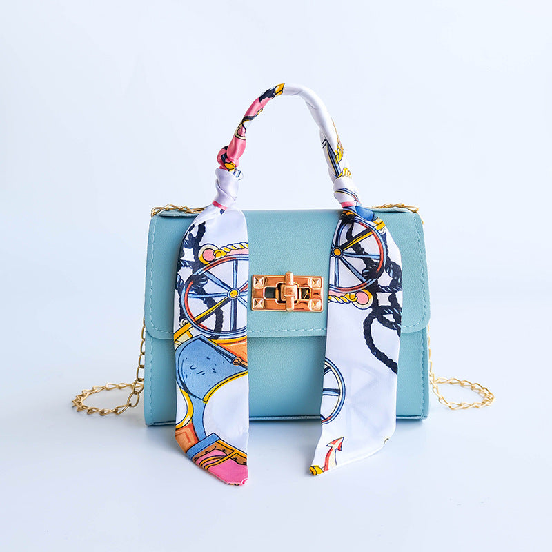 Women's Niche Versatile Candy-colored Handbag With Silk Scarf Crossbody Strap