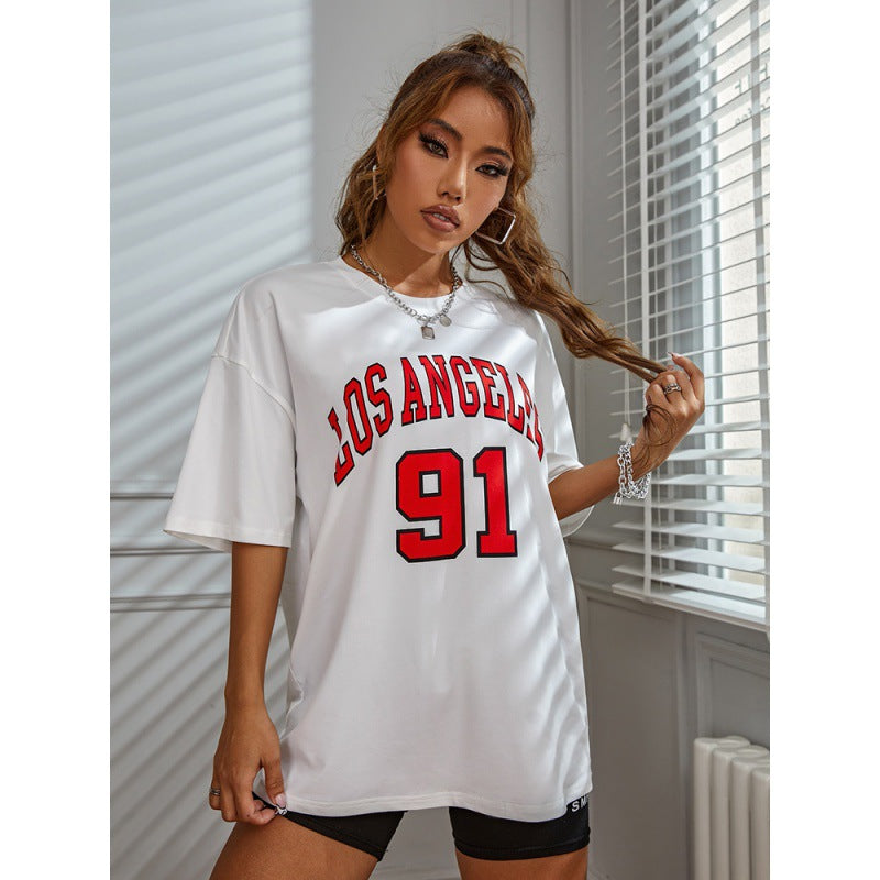 Los Angeles 91st Street by trykt T-shirt kvindelig C Su antigen