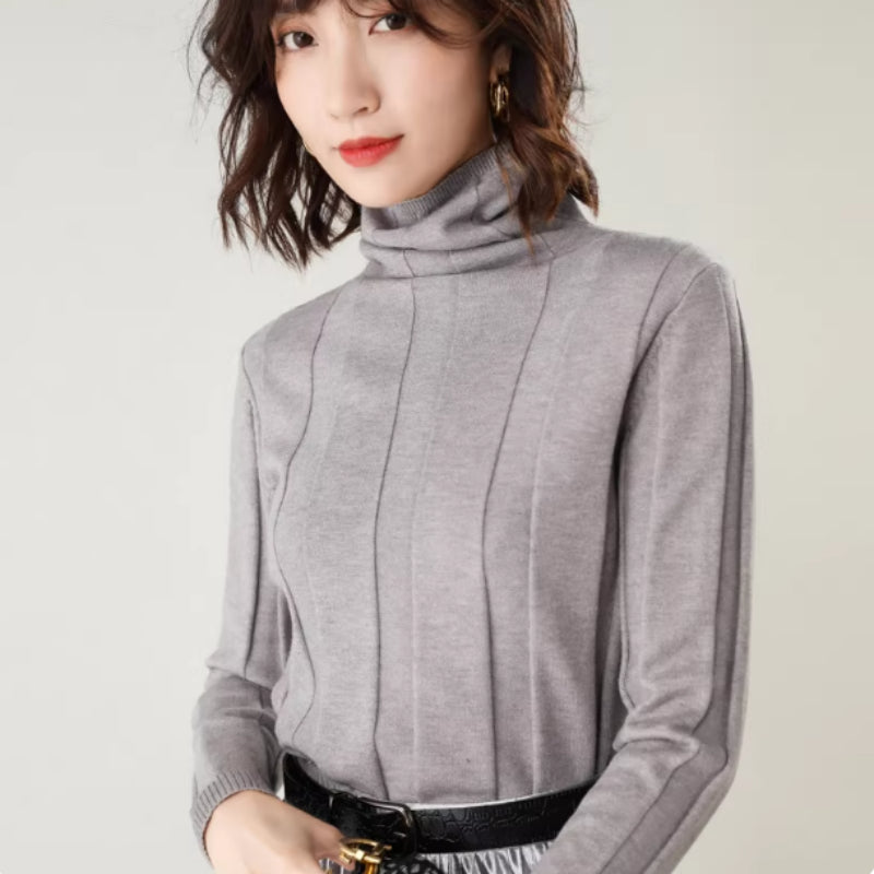 Hollow Pile Neck Turtleneck Loose Sweater