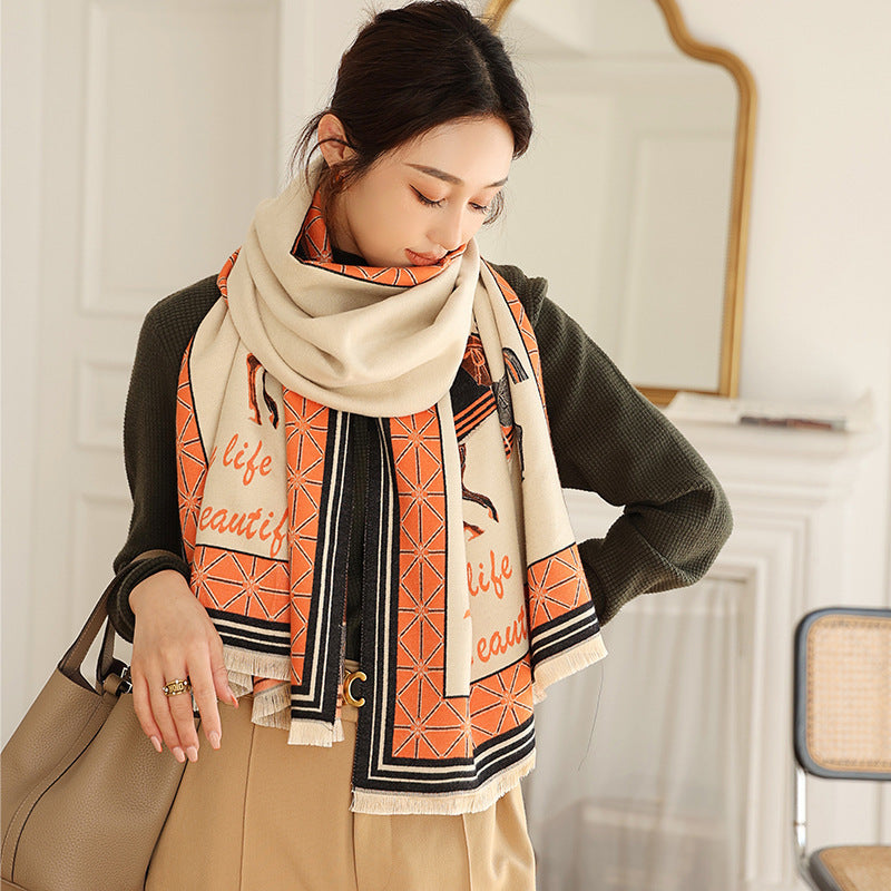 Women's Dual-use Cashmere-like Thickened Double-sided Scarf