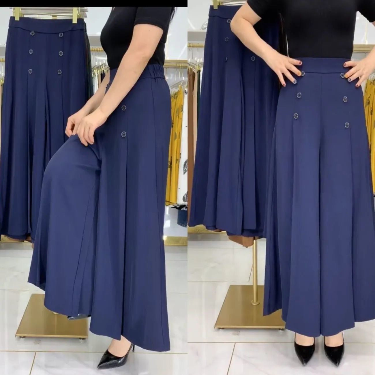 Slim Middle-aged Women's Trousers With Nine-quarter Skirt