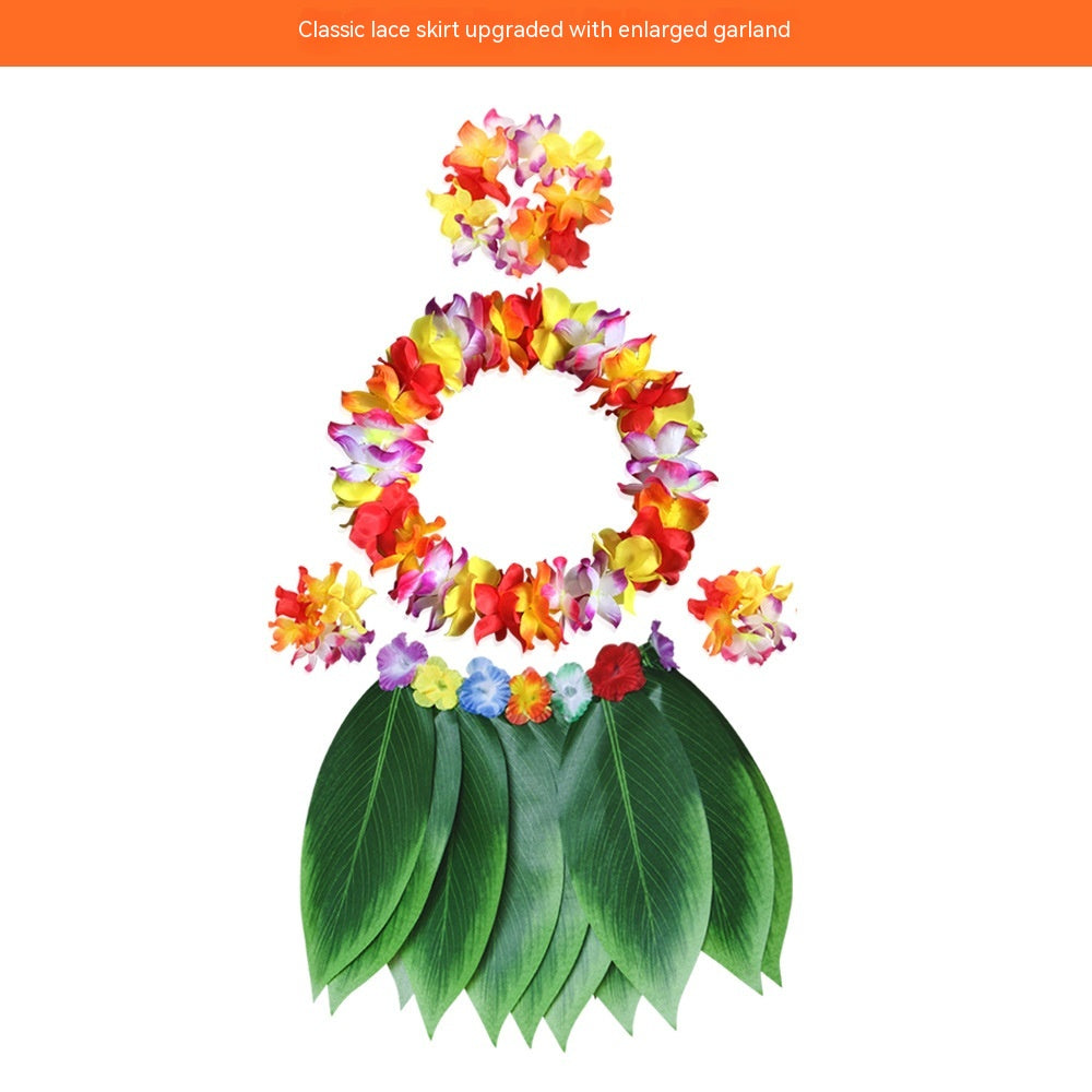 Party Hawaii Simulated Leaves Skirt Suit Dress Up Clothes