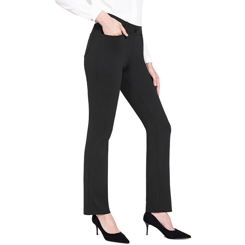 Solid-color Stretch High-waist Slim-fit Yoga Pants