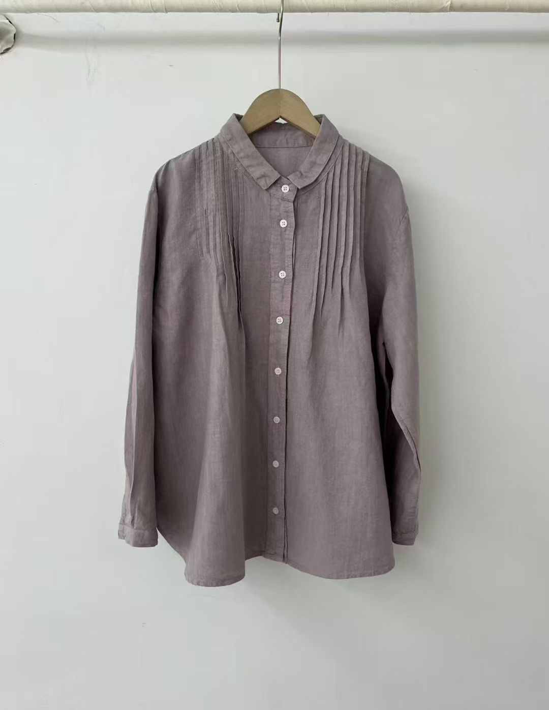 Women's Lapel Japanese Long Linen Sleeves Shirt