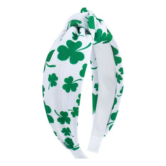 St Patrick's Holiday Clover Seersucker Knotted Hair Hoop