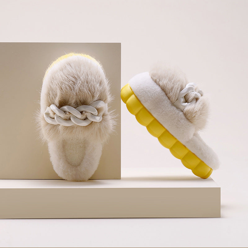 Outdoor Trend Slippers With Thick Bottom Warm In Winter