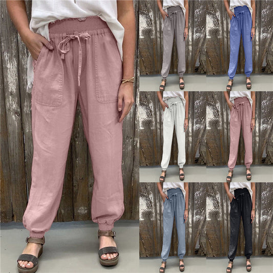 Loose Strappy Trousers Elasticated Slacks