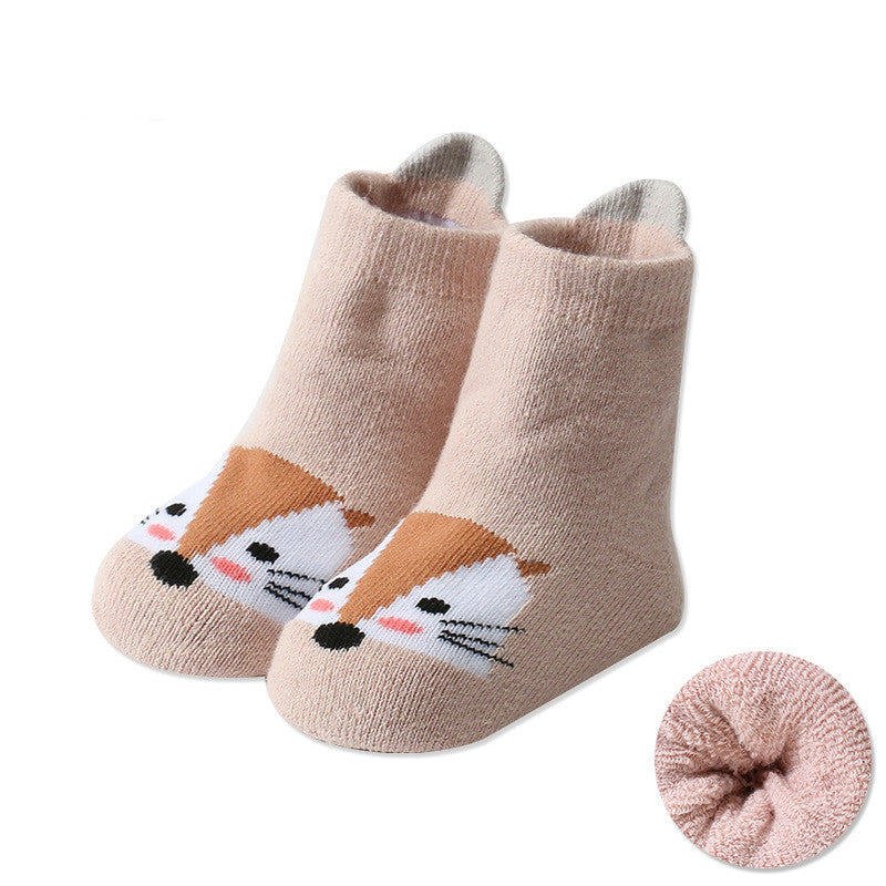 Children's Cartoon Dispensing Warm Terry Socks With Large Heel