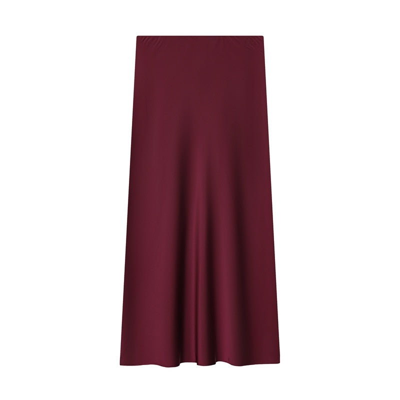 Silk Satin Texture Simple And Fashionable Straight Skirt For Women