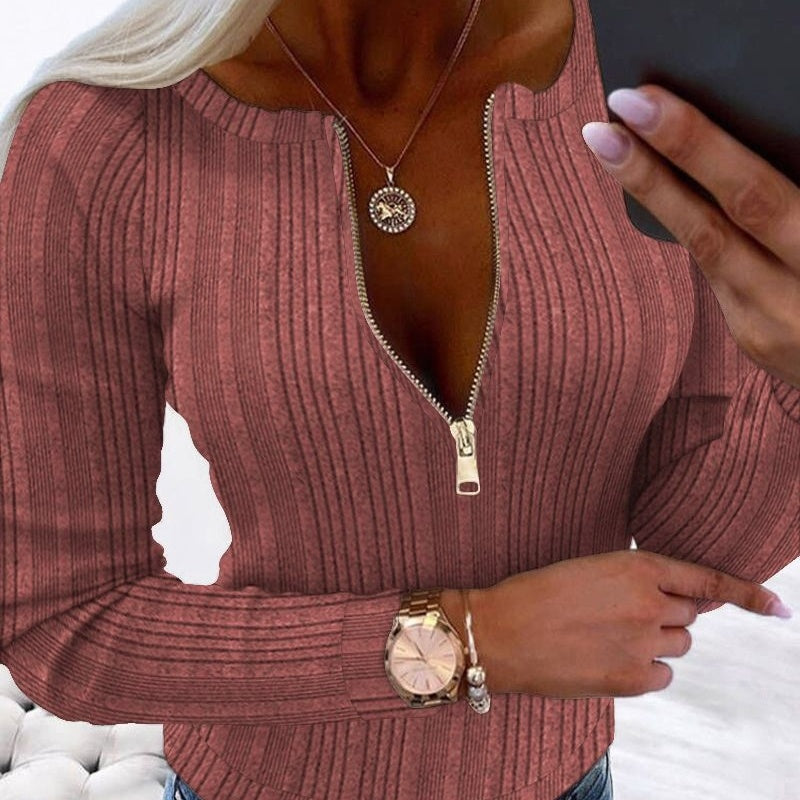 New Fashion Zipper Twist Wool Top