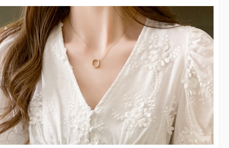 High Waist Short Waistband Small Shirt Western Style V Collar