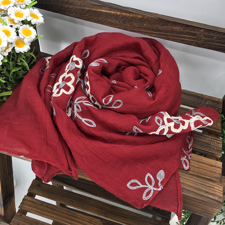 Spring And Summer Women's Artistic Ethnic Style Shawl Cotton Linen Versatile Long