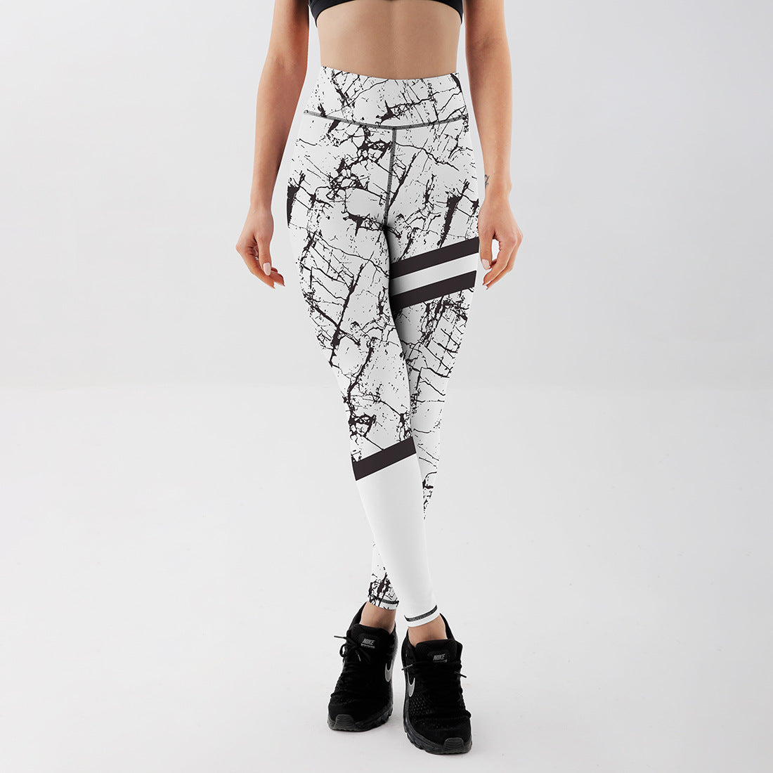 Hot Sale Black And White Marble Print Yoga Leggings