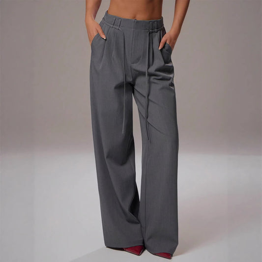 Draped Wide Leg Womens Casual Trousers