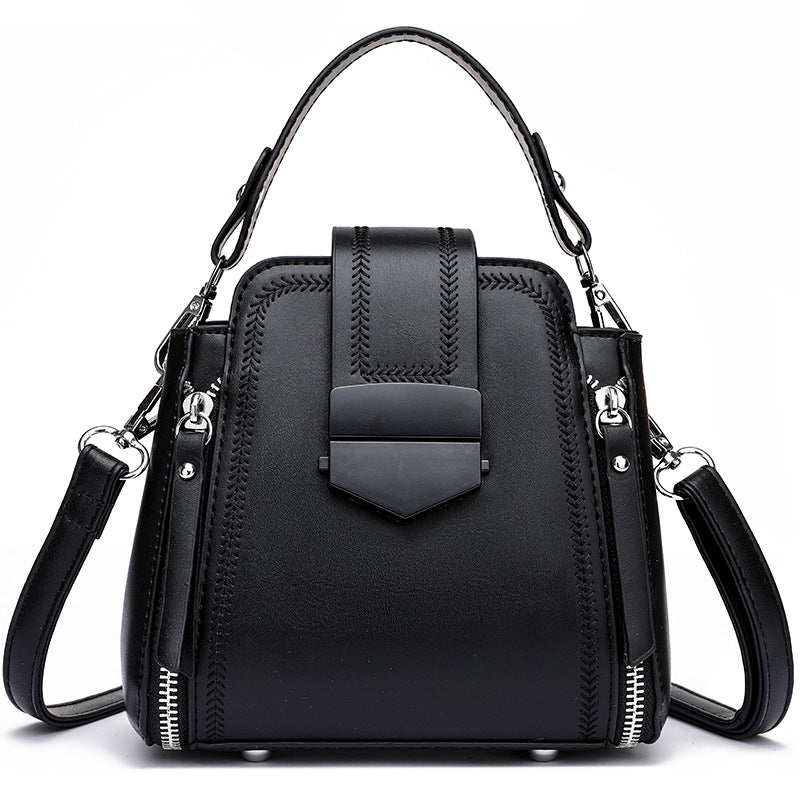 Elegant Lady Soft Leather Textured Small Handbag