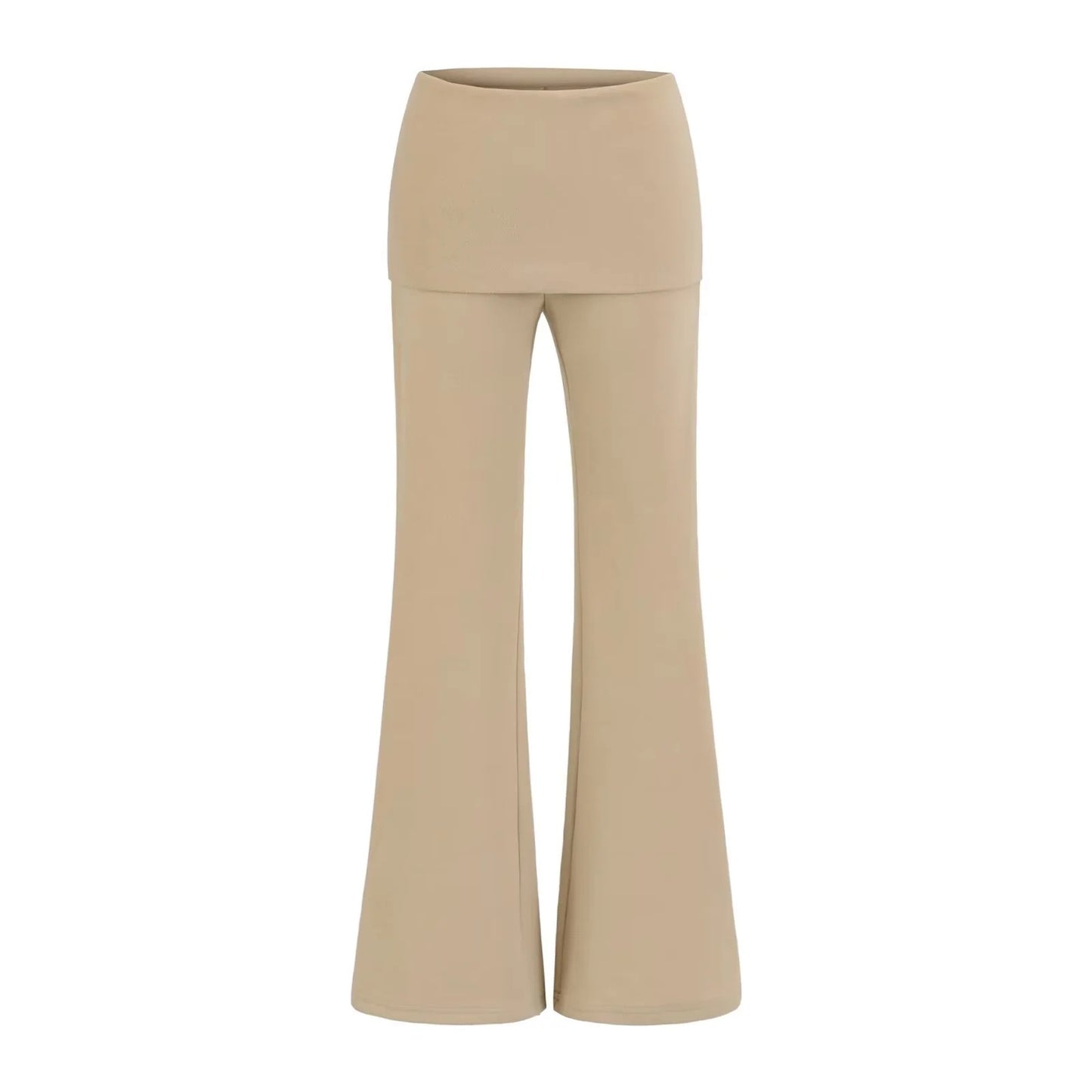 Womens Stretchy Knit Flared Pants With A Defined Waist For A Slimming Flowing Fit