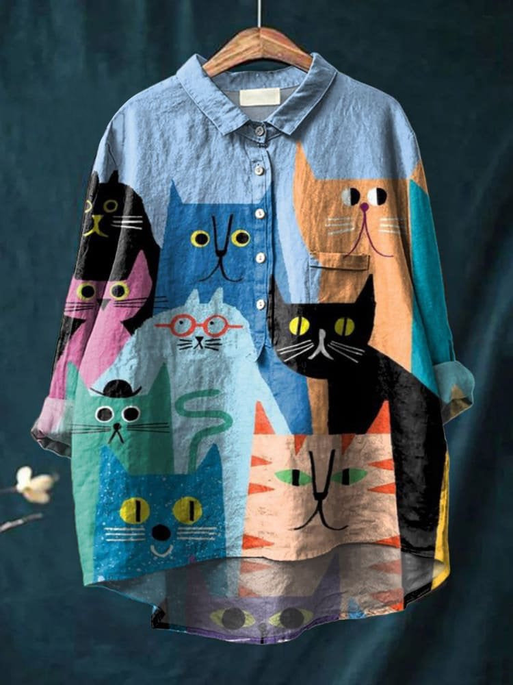 Casual Long Sleeve Shirt Animal Print Hawaiian Long Sleeve Blouse