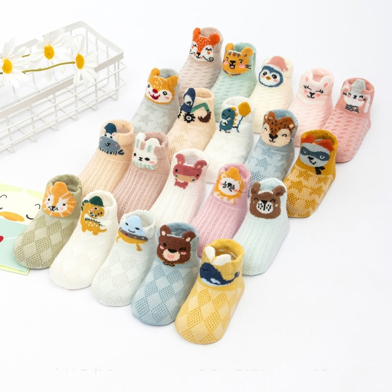 New 3D Thin Cotton Low Top Children's Socks Cartoon Five Pair Set