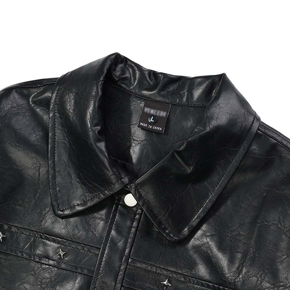 Turtle Crack Motorcycle Leather Outer Loose Leisure