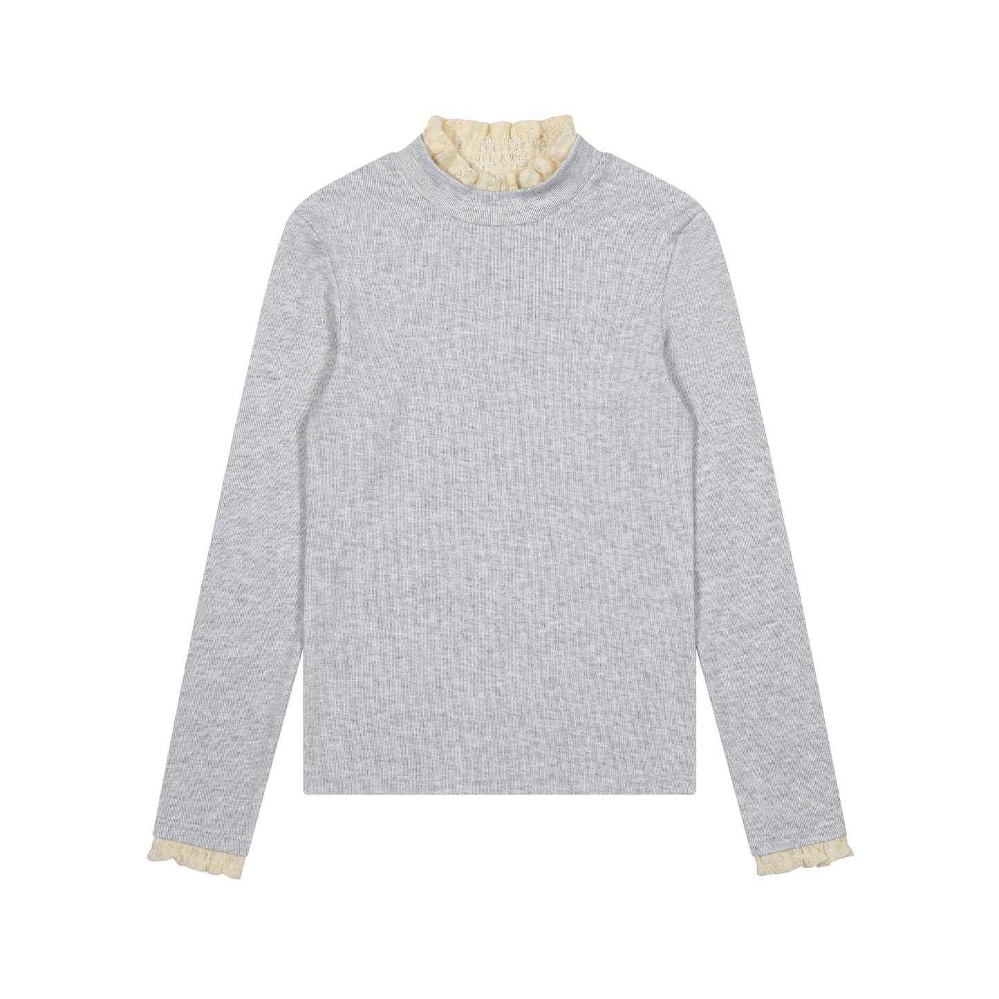 Long Sleeve Knitted Warm Lace Trim Inner Wear Blouse