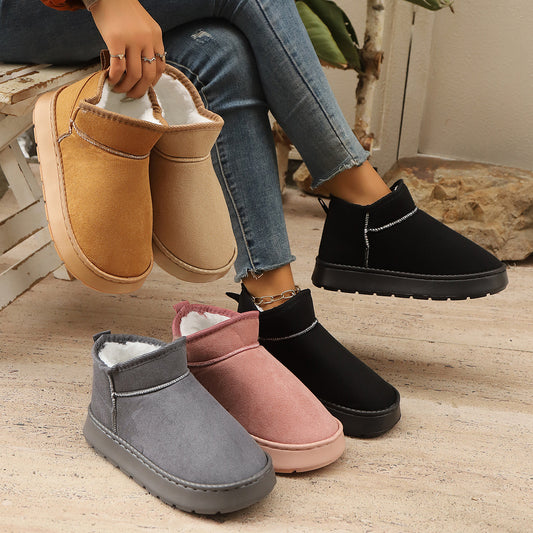 Short Boots With Thick Soles Non-slip Design And Plush Liningperfect For Outdoor Snowy Conditions