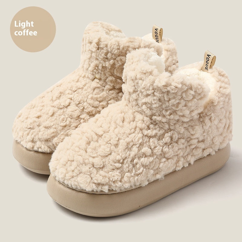Fur Cotton Slippers Women's Thick Bottom Non-slip Cotton Shoes