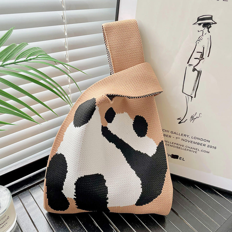 Vesttaske Strikket Sød Panda Skuldertaske